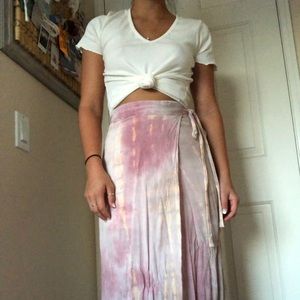 Pink and white tie-dye Wrap skirt